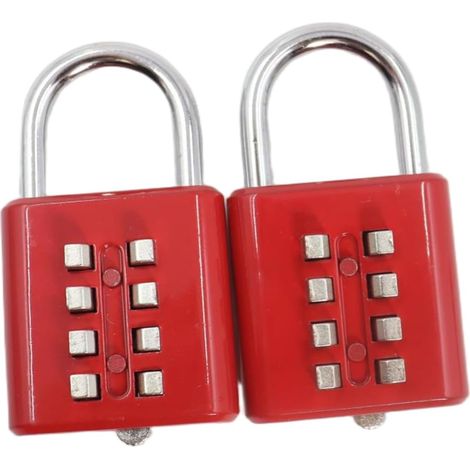 Cadenas à combinaison 8 chiffres, mécanisme de verrouillage 4 positions, bouton-poussoir, verrouillage directionnel, cadenas numérique pour école, gymnase, sport (rouge) (1/5)