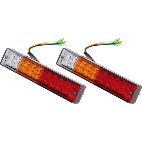 Ortviai Feu de Signalisation et Frein LED pour Remorque – 2 Pièces, 12 V, 20 LED, Étanche IP65, Rouge/Blanc/Jaune (1/5)