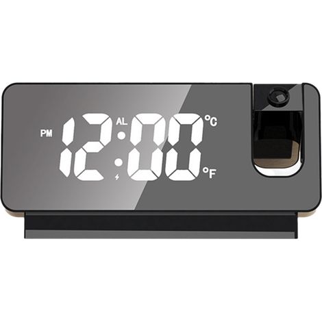 Réveil numérique à projection LED [Marque] [Modèle] Horloge murale plafond avec température date affichage doux noir ABS (1/5)