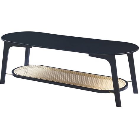Tavolino/consolle/tavolino laterale in bambù 120 x 43 x 40 cm effetto rattan nero 030010785