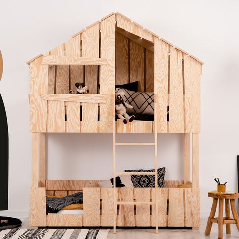 Lettino cabana a castello 90x200 sommier incluso Floriane Legno