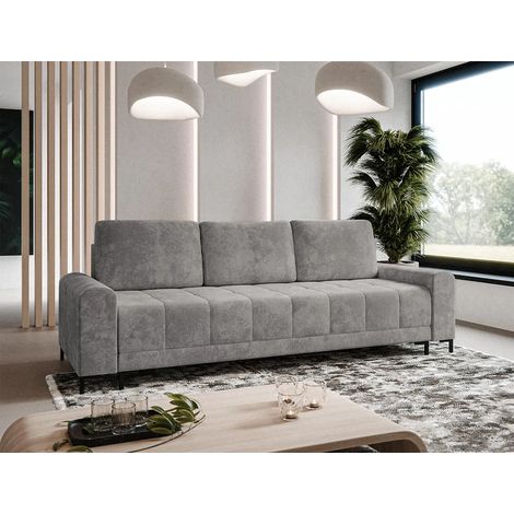 AX LIVING 3 sitziges Sofa Carrari Sofa Grau mit Schlaffunktion 238 cm