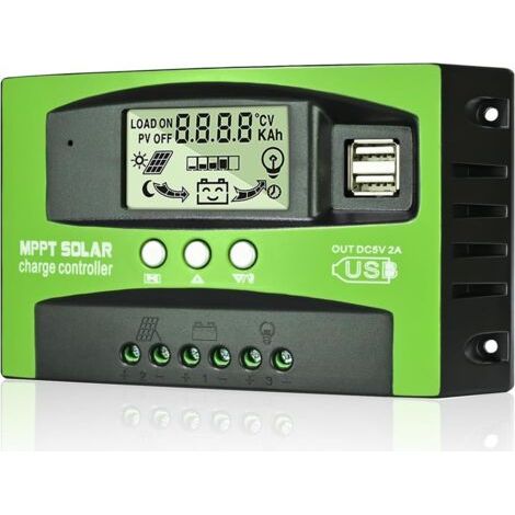 Régulateur de charge solaire MPPT 30A – Compatible 12V 24V – Protection intelligente contre surcharges et courts circuits – Écran LCD et sonde température (1/5)
