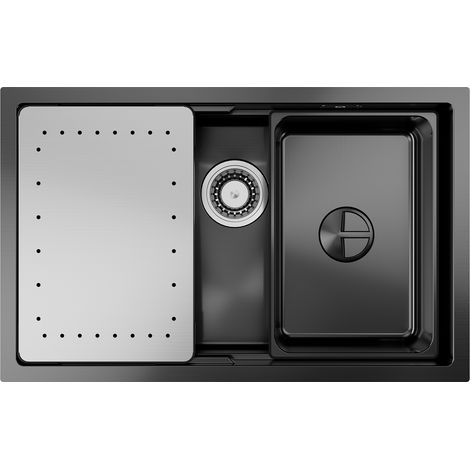 CECIPA MAX Évier 1 Bac 70 x 44 x 21 CM Anthracite Évier Cuisine Évier à Encastrer en Acier Inoxydable Évier Cuisine avec Egouttoir et Vasque (1/5)
