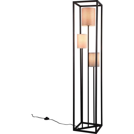 Lampada da terra 3 luci, nero opaco e multicolor, H153 cm, Ross (1/4)