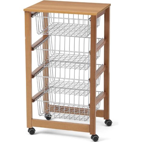 Arredamenti Italia Carrello Cucina GINGERONE, Legno - 4 Cestelli - Finitura Ciliegio Ar-It il cuore del legno (1/3)