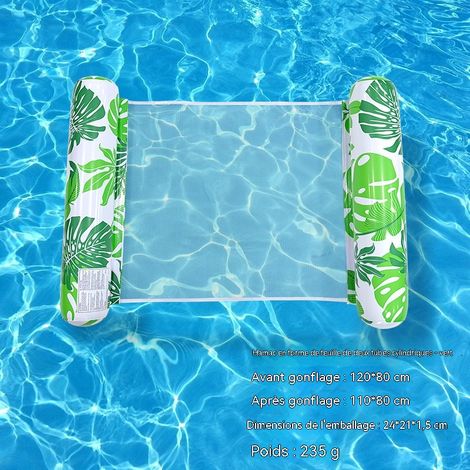Hamacs gonflables de piscine à thème tropical, modèles à double boudin avec porte-gobelets, lits flottants portables - hamac feuille cylindrique verte(pompe non requise)