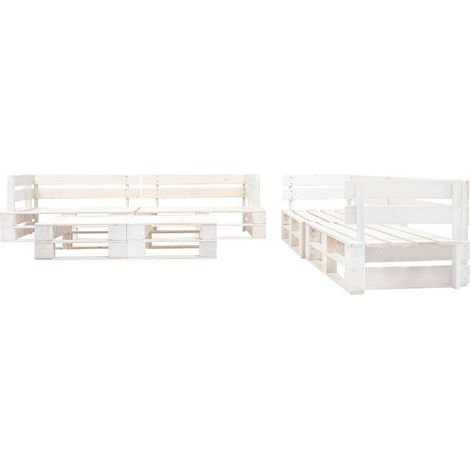 Salon de jardin palette 6 pcs Contemporain, Ensemble repas de jardin, Bois Blanc OIB7974E (1/4)