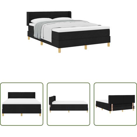 Lit moderne - Lit à ressorts avec matelas Noir 200 x 160 cm tissu (1/5)