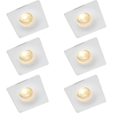 QAZQA Juego de 6 focos empotrables blancos de 12 cm redondos - Gypsy Stucco Yeso Adecuado para LED Max. 1 x 35 Watt