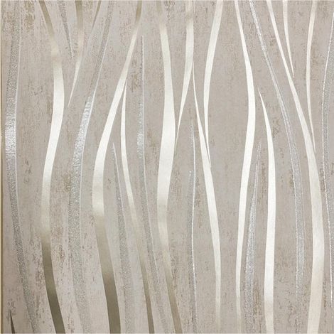 Glitter Wave Wallpaper Cream Gold Metallic Textured Vinyl Concrete Effect (1/4)