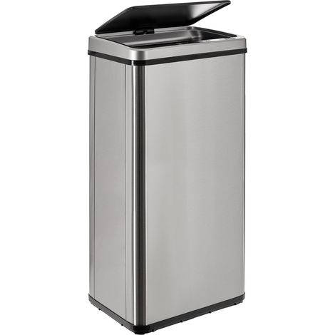 WELLHOME Cubo de basura inteligente GRIS sin patas de 60L - 35,5x26x79,5 cm con apertura automática y contacto manual - "SENSOR BINS" (1/5)