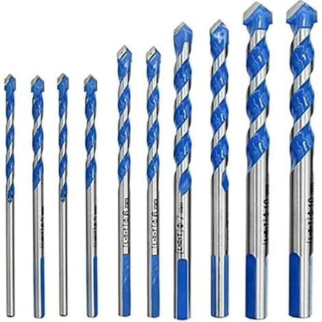 10 Pcs Foret, Foret De Maçonnerie En Carbure De Tungstène Set Pour Métal Acier, Tuile De Céramique Porcelaine - 6/8/10 / 12mm (1/5)