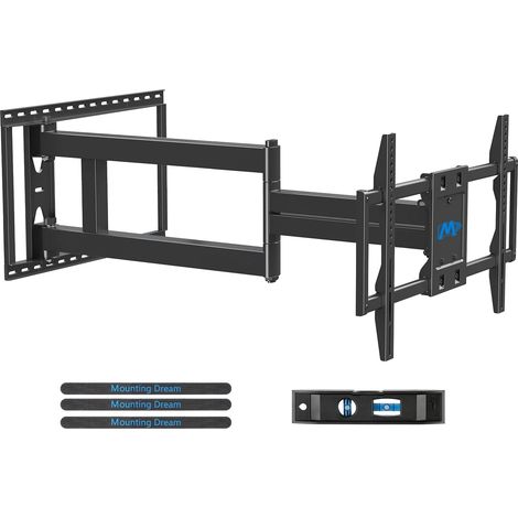 Support mural robuste pour téléviseurs de 42 à 90 pouces, entièrement articulé avec inclinaison et rotation, compatible VESA de 200 x 100 à 800 x 400 mm, noir, supporte jusqu'à 68 kg (1/5)