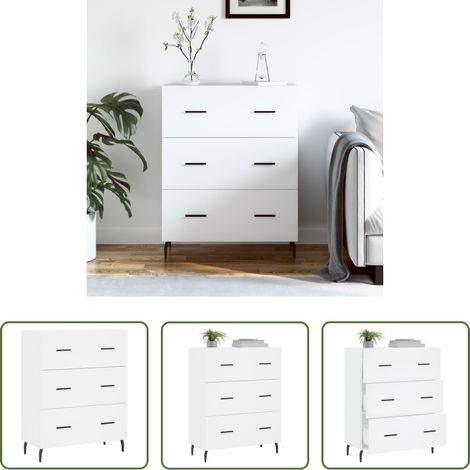 Schrank Weiß -  Sideboard Weiß 69,5x34x90 cm Holzwerkstoff (1/5)