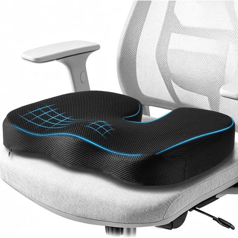 Seat Cushion, Lumbar Support Cushion with Adjustable Strap Chair Cushions for Sciatic Pain Relief, with Washable Memory Foam Cover for Car (1/5)