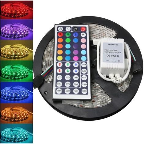Bande LED - 5050 - Multicolore - 5 m - 300 LED - Étanche IP65 - Télécommande IR (1/4)