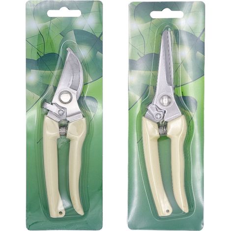 Sécateurs de jardin  — Set 2 pièces pour bonsaï et tailles fines, lames inox, poignée ergonomique