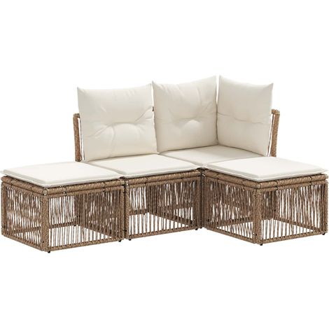 Gartensofa-set 4 pcs Beige Poly-Rattan vidaXL