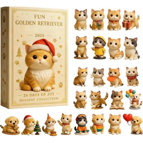 2025 - Ornement de chat de Noël - Compte à rebours de l'Avent - Décoration de sapin de Noël 2D en acrylique - Calendrier de compte à rebours 24 jours - Pour la maison, le salon, la famille, les (1/5)