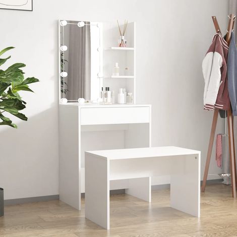 Ensemble de coiffeuse avec LED, Table de maquillage, Meuble coiffeuse Blanc Bois d'ingénierie RDS8237 (1/5)
