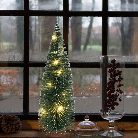 BURI Deko Tannenbaum 30cm LED beschneit Weihnachtsbaum Weihnachtsdeko Tischdeko Baum (1/4)