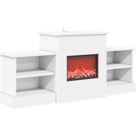 Chimenea eléctrica Blanco 110 x 30 x 50 cm Madera de ingeniería vidaXL (1/5)