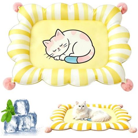 Tapis rafraîchissant en gel auto-rafraîchissant pour chats et chiens, résistant aux rayures, imperméable, pour canapé et intérieur, 47 x 67 cm (jaune) (1/4)