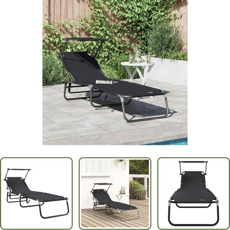 Sonnenliege Garten - Klappbare Sonnenliege Schwarz 190 x 57 x 81 cm Oxford (1/5)