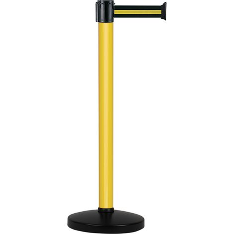 Poteau Alu Jaune laqué à sangle Noir/Jaune 3m x 50mm sur socle portable - 2010085 (1/2)