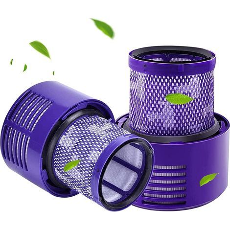 Lot de 2 filtres de rechange lavables et réutilisables pour aspirateur sans fil Dyson V10 Cyclone Animal Absolute Motor Head Total Clean Pro Extra avec brosse de nettoyage (1/5)