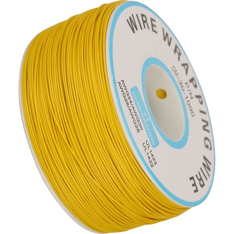 Rouleau 1pc Fil de Cuivre Monobrin 30AWG Gainé 0,25mm Âme Jaune pour Câblage Électronique (1/5)
