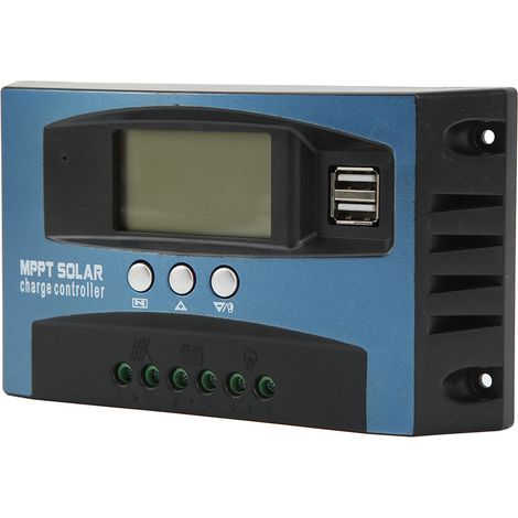 Régulateur de charge solaire 40A avec écran LCD, double port USB, protection contre les surintensités, panneau solaire 12/24V auto-adaptatif (1/5)