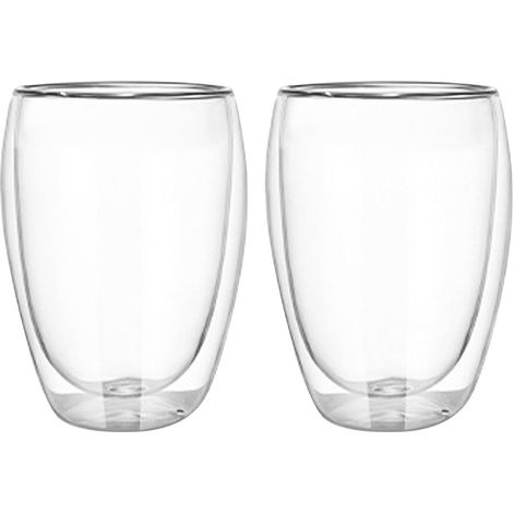 2pcs Tasse Café Verre 12oz Résistant Chaleur Double Paroi Isotherme – Mug Clair Usage Quotidien 350ml (1/5)