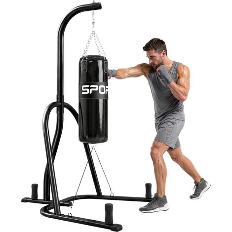 Beyamis Porte-bag de boxe autonome avec sac de punching, porte-barquette à 360° à chaîne U-Base, acier (1/5)