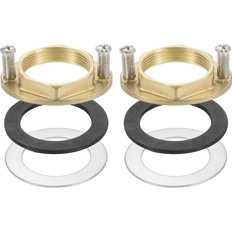 2 Ensembles d'Écrous de Blocage Hexagonaux à Filetage Femelle 1-1/4 Pouce (31 mm) en Laiton avec Joint, Ensemble d'Outils de Fixation de Robinet pour Évier de Cuisine (Ovale)