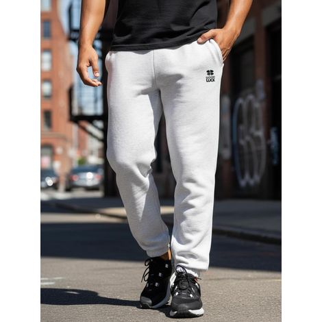 Pantalones deportivos grises jaspeados para hombre con logo estampado GOOD LUCK XXL (1/5)