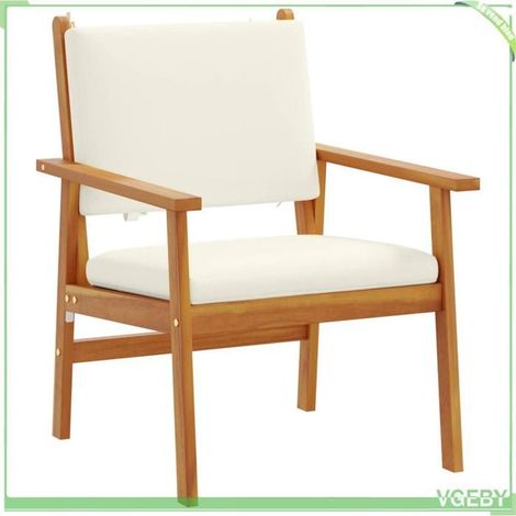 Chaise de jardin - FAFEICY - 4106576 - Blanc crème - Acacia massif huilé - Lot de 2, coussins extérieurs (1/5)