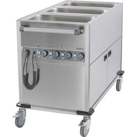 Bain-marie - Chariot bain-marie à eau 3xGN 1/1 avec soubassement chauffant vertical - L 700 x P 1 250 x H 900 mm - 2 - Casselin