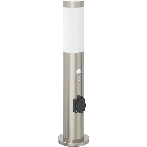 Borne lumineuse avec détecteur et prise 50 cm acier inoxydable IP44 vidaXL