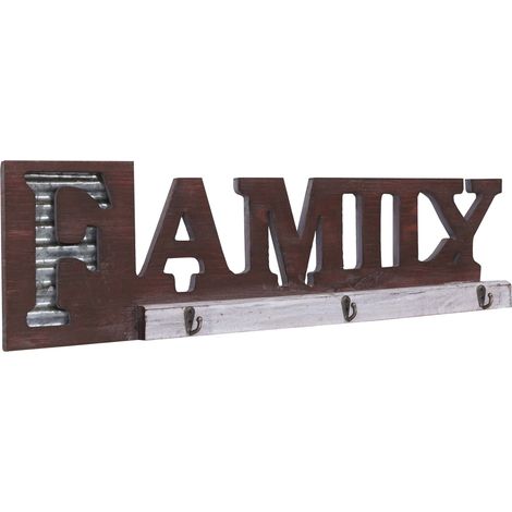 Wandgarderobe HHG-382 Family, Garderobenpaneel, Landhaus Holz Metall