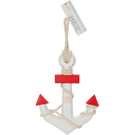 DECORAZIONE PENDENTE A FORMA DI ANCORA IN LEGNO 23CM