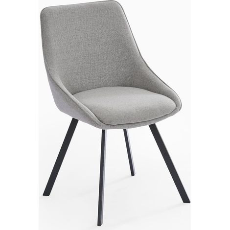 Sedia girevole per sala da pranzo design moderno in tessuto Navya - Grigio chiaro (1/5)