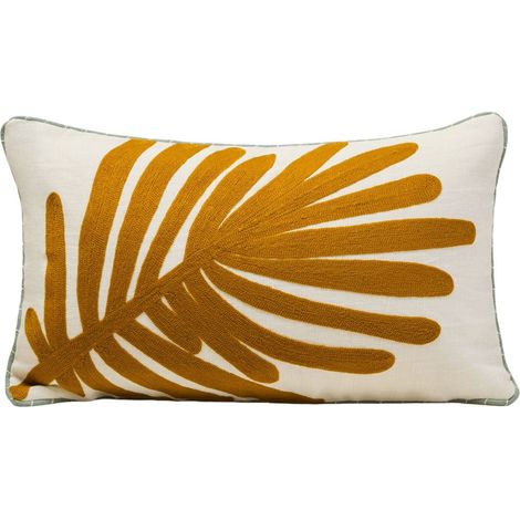 Housse de coussin en Feuille de palmier brodée TROPI