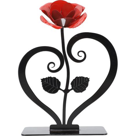 statue jardin exterieur-Ornement Figurine Rose Multifonction en Métal – Décor pour Table, Bibliothèque et Événements (12cm, Coloris Classique) (1/5)