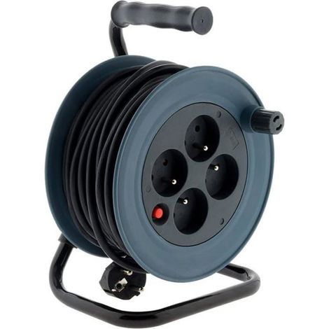 Enrouleur Ménager 4X2P+T - 15M 3G1Mm² - Gris (1/3)