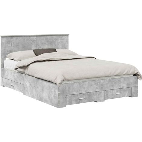 Maison Exclusive - Bettrahmen mit Kopfteil Beton Grau 160 x 200 c