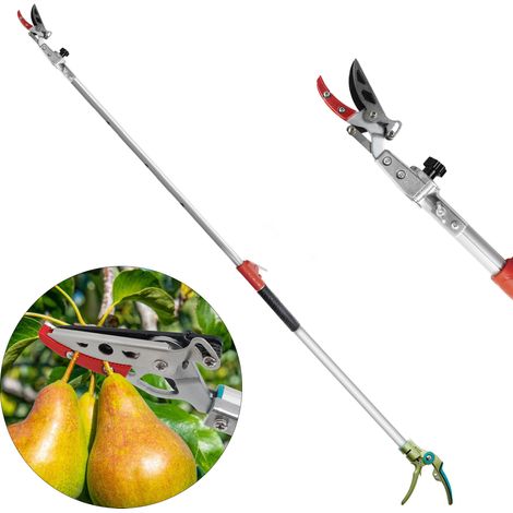 Coupe-branches télescopique 1,6-2,5 m Sécateur d’élagage avec lame rotative en aluminium pour couper les branches hautes et récolter les fruits (1/5)