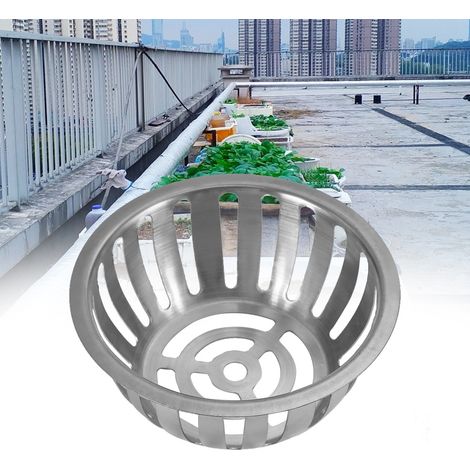 2 Stück Edelstahl Runde Anti-Verstopfungs-Dachablauf Bodenablauf für Garten Balkon (125 mm) (1/4)