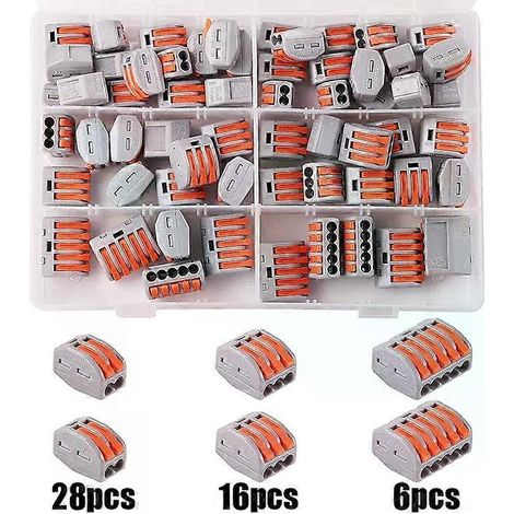 Kit de 50 connecteurs à levier pour fils électriques, connecteurs compacts à épissure rapide, bornes de connexion, connecteurs électriques à 2/3/5 conducteurs (1/4)